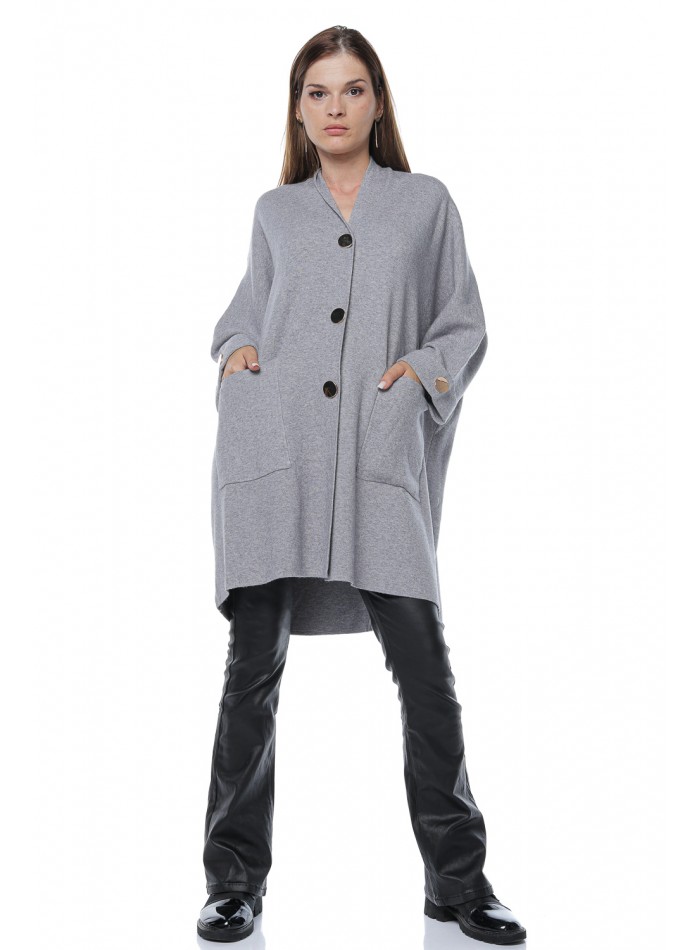 Jacheta oversize cu nasturi aurii, gri